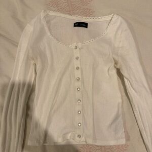 GAP white Lace-Trim long sleeve